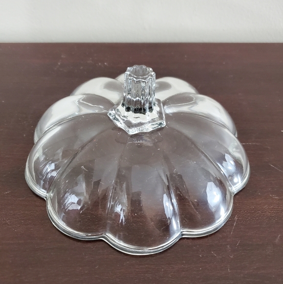 Anchor Hocking Vtg. Pumpkin Cookie Jar Clear Glass W/Lid & Box 3309G ~Pre-Owned - Picture 6 of 16